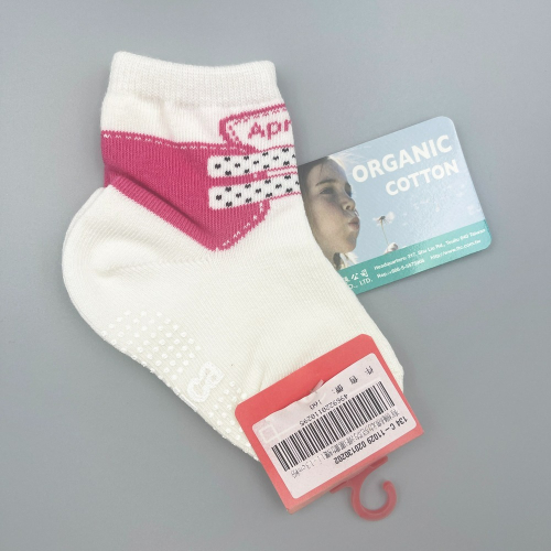 台灣製造 Aprica有機棉 幼兒防滑運動襪(L型) 童襪 11-13CM 粉