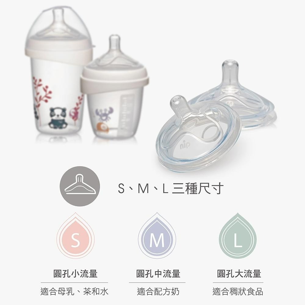 德國 NIP 寬口奶瓶 圓型奶嘴 S/M/L  替換奶嘴 仿乳頭實感 營造親餵吸吮感-細節圖6