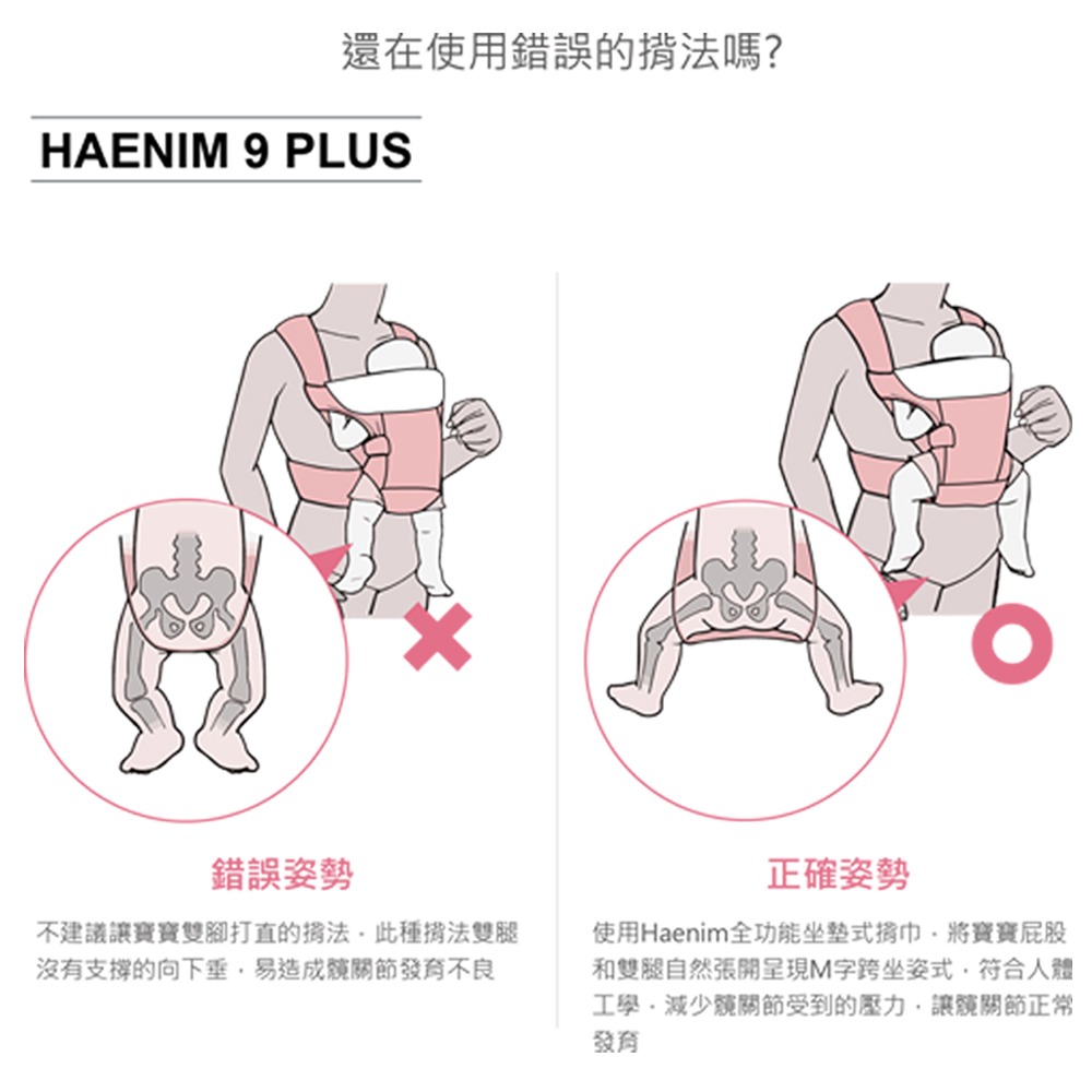 Haenim 全功能坐墊式背巾/揹巾 嬰兒揹帶 嬰兒背巾 抱娃神器 坐墊腰凳(附初生腰帶)-細節圖3