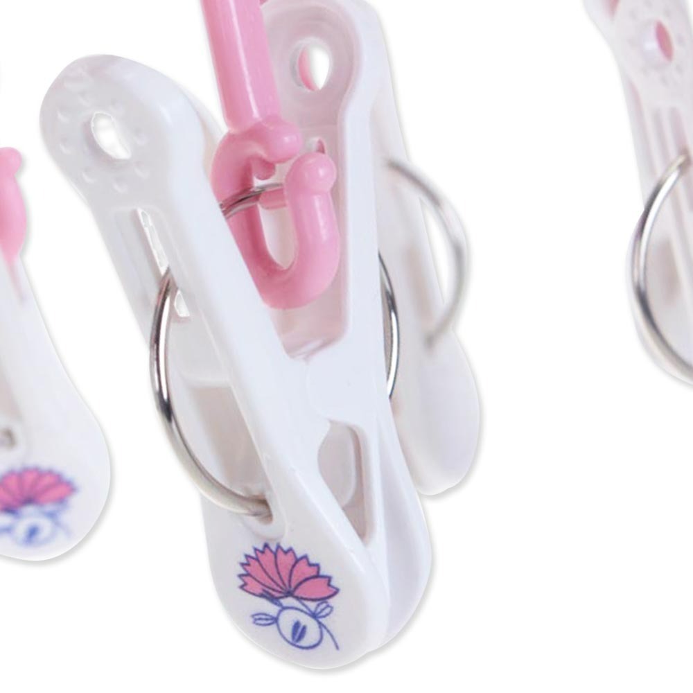 台灣製 花之漾 矩形(長方)折疊吊襪架 16夾 衣架 衣夾 襪夾 曬衣架 曬衣夾-細節圖4