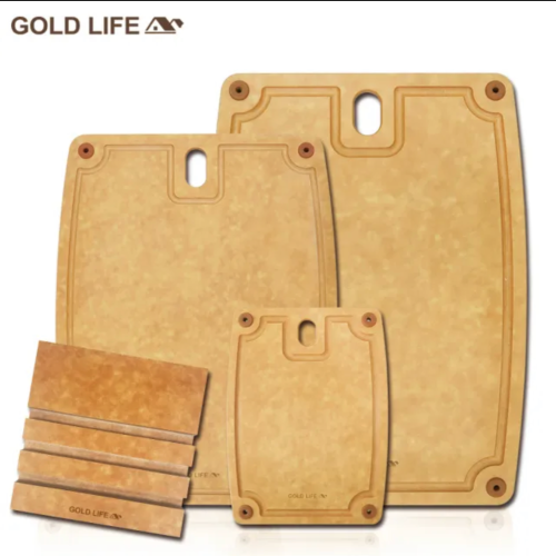 GOLD LIFE 高密度不吸水木纖維砧板XL+L+S+砧板架(砧板/麵包砧)