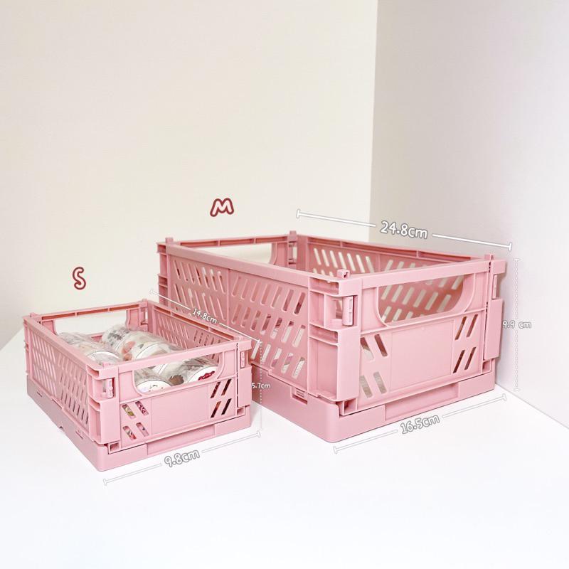 台灣現貨⚡摺疊收納籃 收納盒 收納箱 桌面收納 可收式 可疊加 折疊收納籃 抽屜收納 置物盒 多功能收納 🐰兔兔子🐰-細節圖6