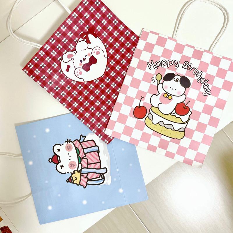 台灣現貨⚡ 可愛卡通紙袋 送禮紙袋 禮品袋 禮物包裝 生日禮物 小熊 小兔 小狗 少女 🐰兔兔子🐰-細節圖2