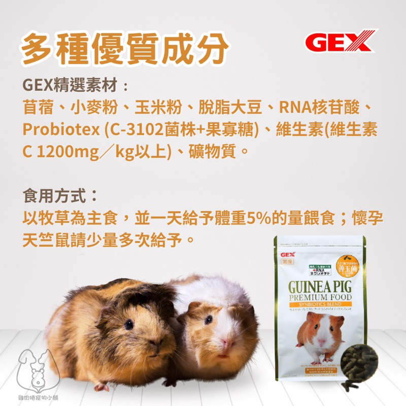 (快速現貨)GEX 金牌C3102活菌天竺鼠飼料 65784 天竺鼠飼料 天竺鼠 金牌飼料 小寵飼料 天竺鼠益生菌-細節圖3