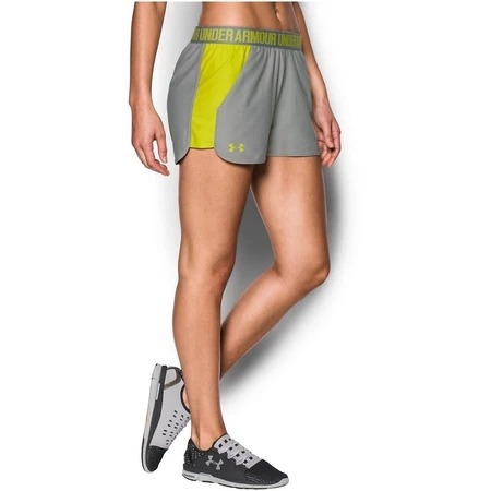 【鳥日子】現貨 L出清 UNDER ARMOUR 女生 訓練 慢跑 短褲 灰/黃 1292231-026-細節圖2