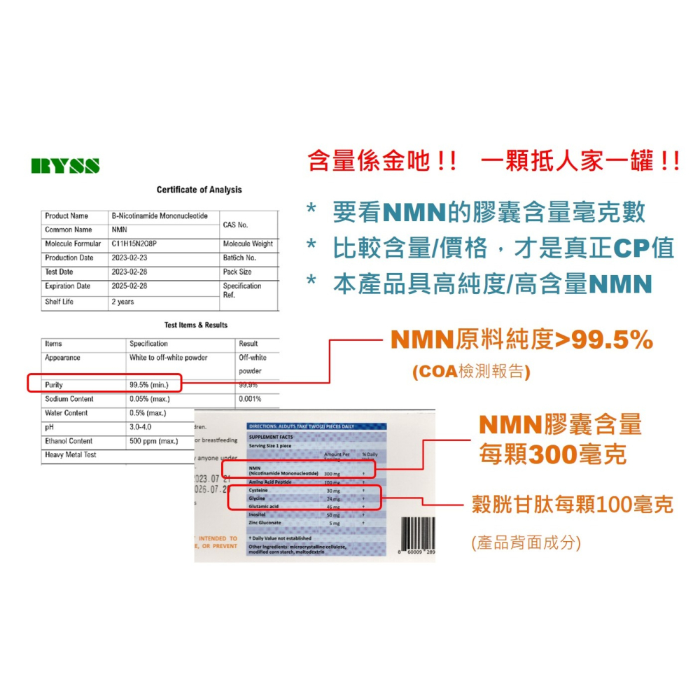 NMN + GSH穀胱甘肽複合膠囊 (美國進口)(素食)-細節圖3