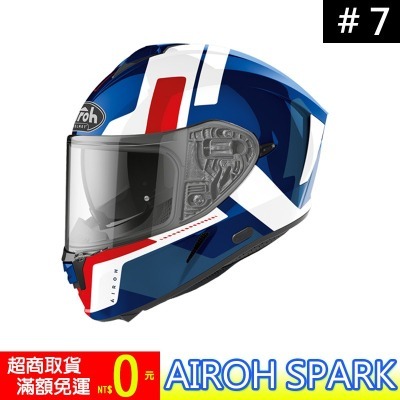AIROH SPARK #7 藍白 全罩 PINLOCK 安全帽 雙鏡片 鏡片鎖 眼鏡溝