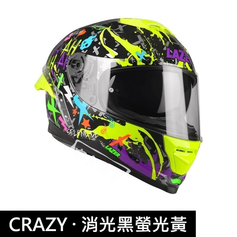 LAZER Rafale CRAZY 消光 亮面 螢光黃 加贈鴨尾 全罩 PINLOCK 安全帽 雙鏡片 鏡片鎖 眼鏡溝-細節圖3