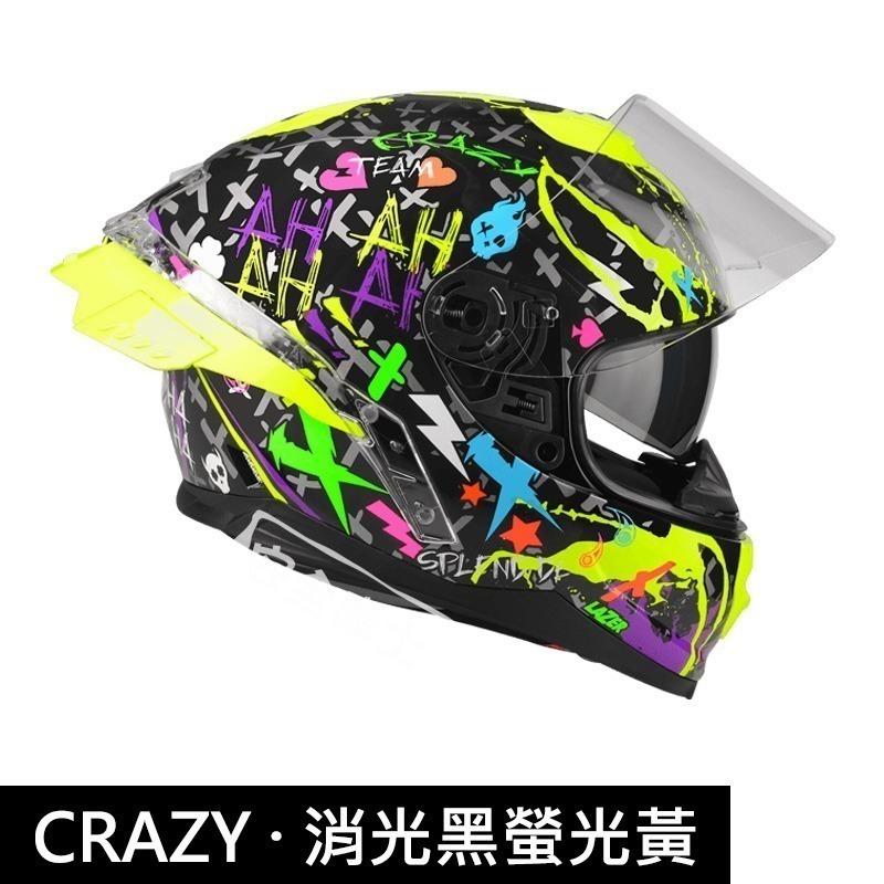 LAZER Rafale CRAZY 消光 亮面 螢光黃 加贈鴨尾 全罩 PINLOCK 安全帽 雙鏡片 鏡片鎖 眼鏡溝-細節圖5