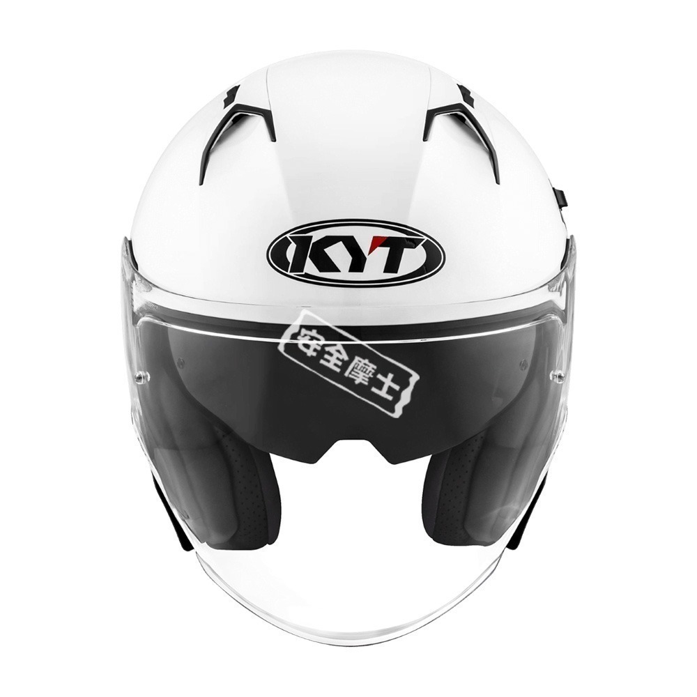 KYT NF-J NFJ 素色 素白 亮面 安全帽 3/4罩 內墨鏡 半罩 排齒扣 藍牙耳機槽 海外代購版 FJ03-細節圖3