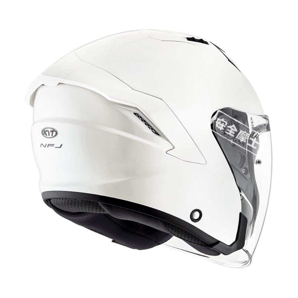 KYT NF-J NFJ 素色 素白 亮面 安全帽 3/4罩 內墨鏡 半罩 排齒扣 藍牙耳機槽 海外代購版 FJ03-細節圖6