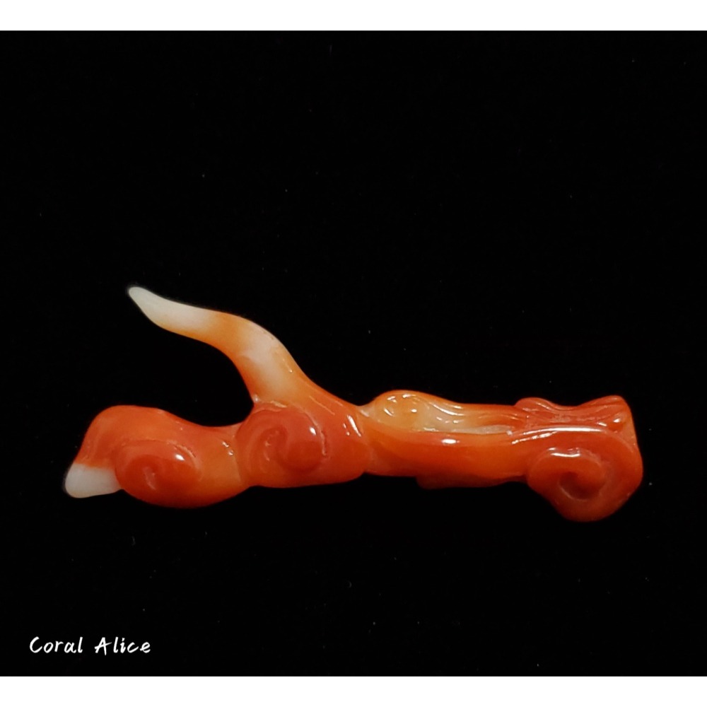 🌟Coral珊寶手作-天然阿卡珊瑚手工刻花(無孔) 42.8mm CO2P1-191-細節圖3