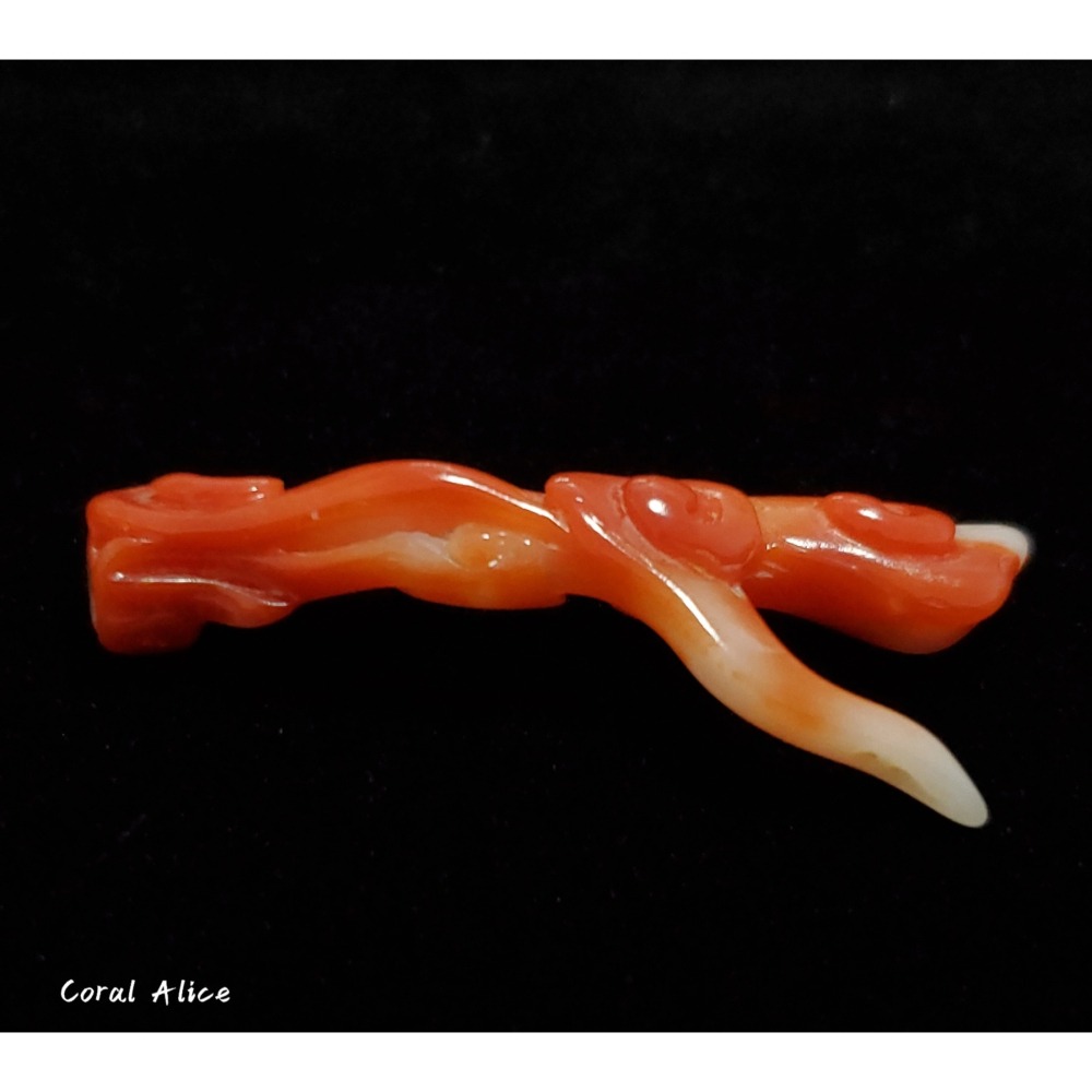 🌟Coral珊寶手作-天然阿卡珊瑚手工刻花(無孔) 42.8mm CO2P1-191-細節圖4