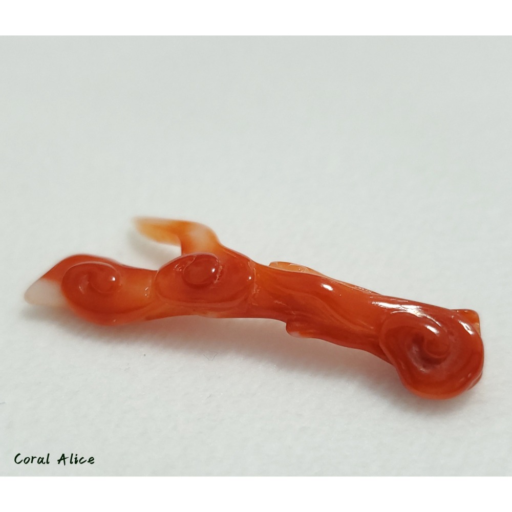 🌟Coral珊寶手作-天然阿卡珊瑚手工刻花(無孔) 42.8mm CO2P1-191-細節圖8