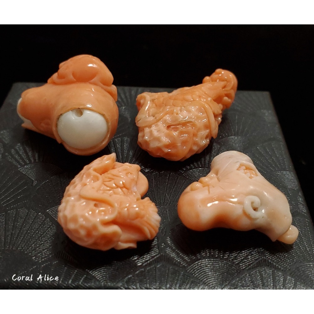 🌟Coral珊寶手作-天然momo珊瑚/深水珊瑚/淺水珊瑚手工雕刻件(吊墜孔) CO2P1-129-細節圖2