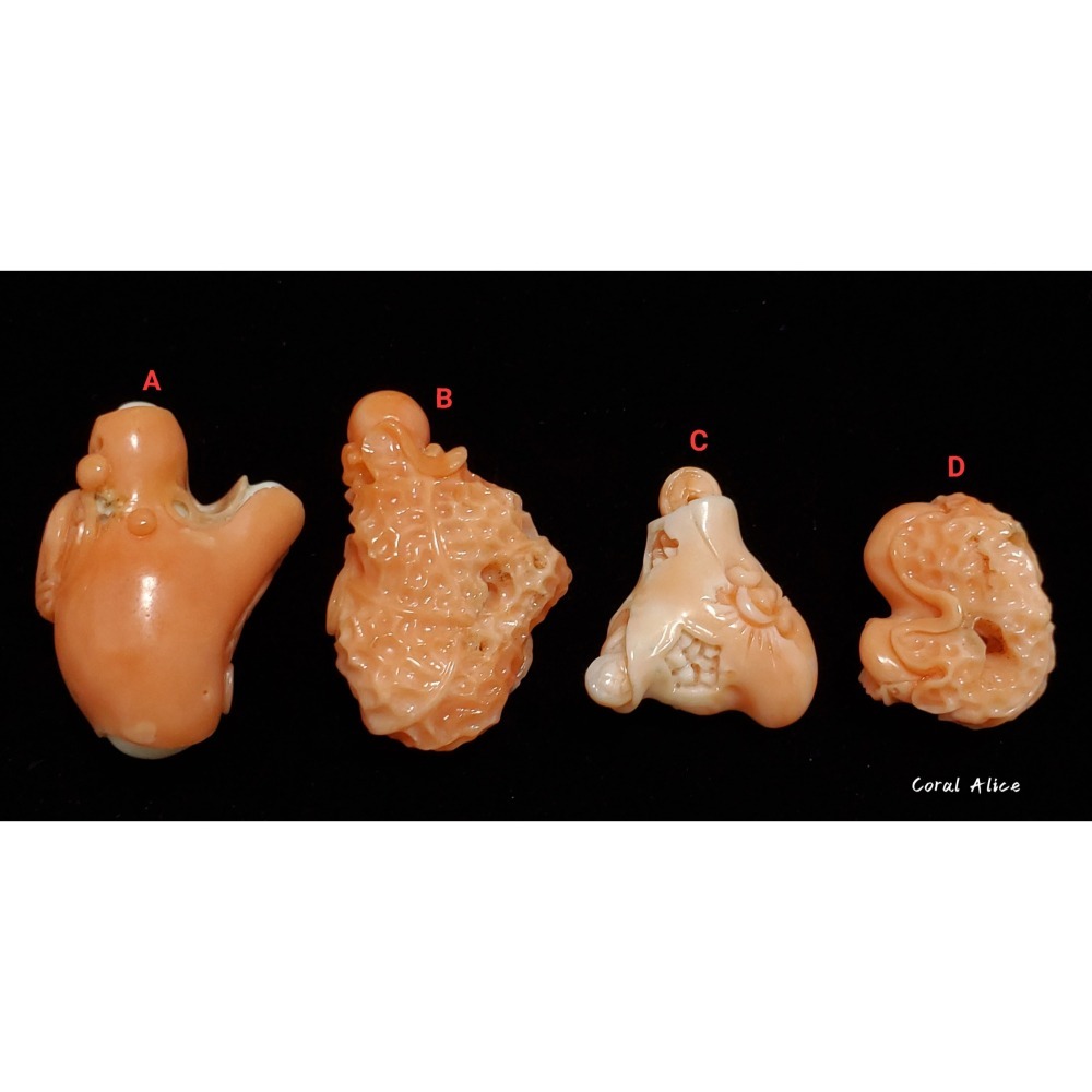 🌟Coral珊寶手作-天然momo珊瑚/深水珊瑚/淺水珊瑚手工雕刻件(吊墜孔) CO2P1-129-細節圖5