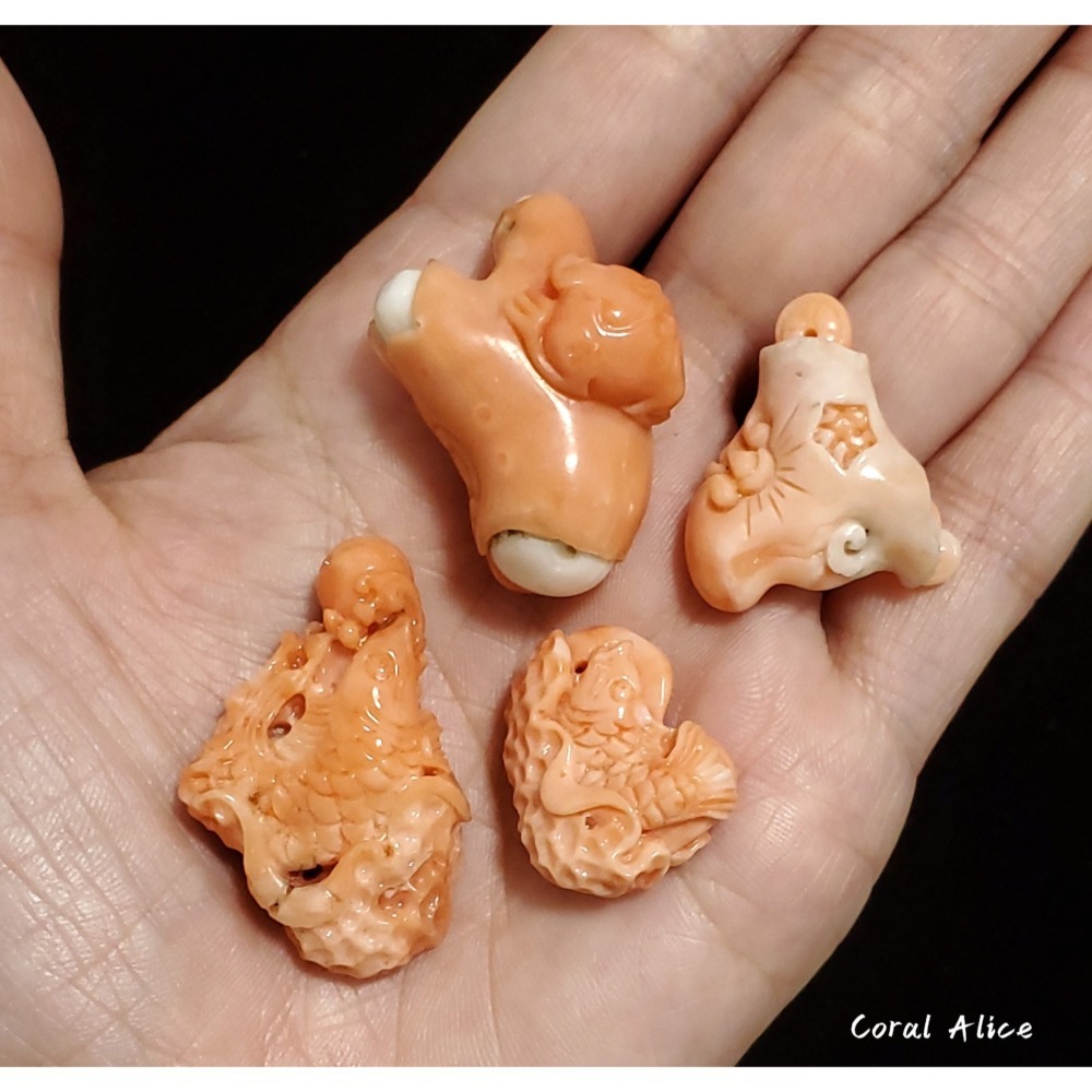 🌟Coral珊寶手作-天然momo珊瑚/深水珊瑚/淺水珊瑚手工雕刻件(吊墜孔) CO2P1-129-細節圖7