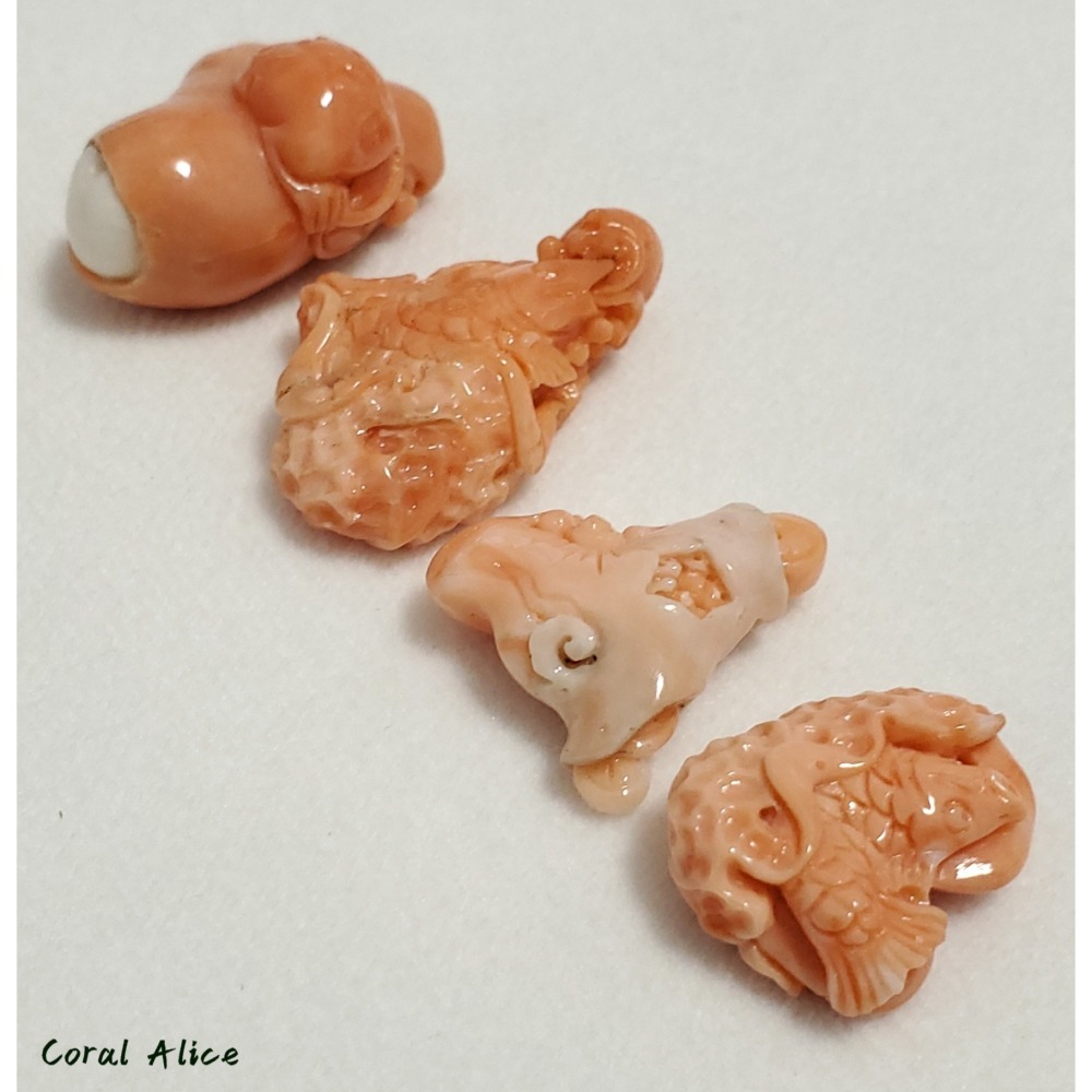 🌟Coral珊寶手作-天然momo珊瑚/深水珊瑚/淺水珊瑚手工雕刻件(吊墜孔) CO2P1-129-細節圖8