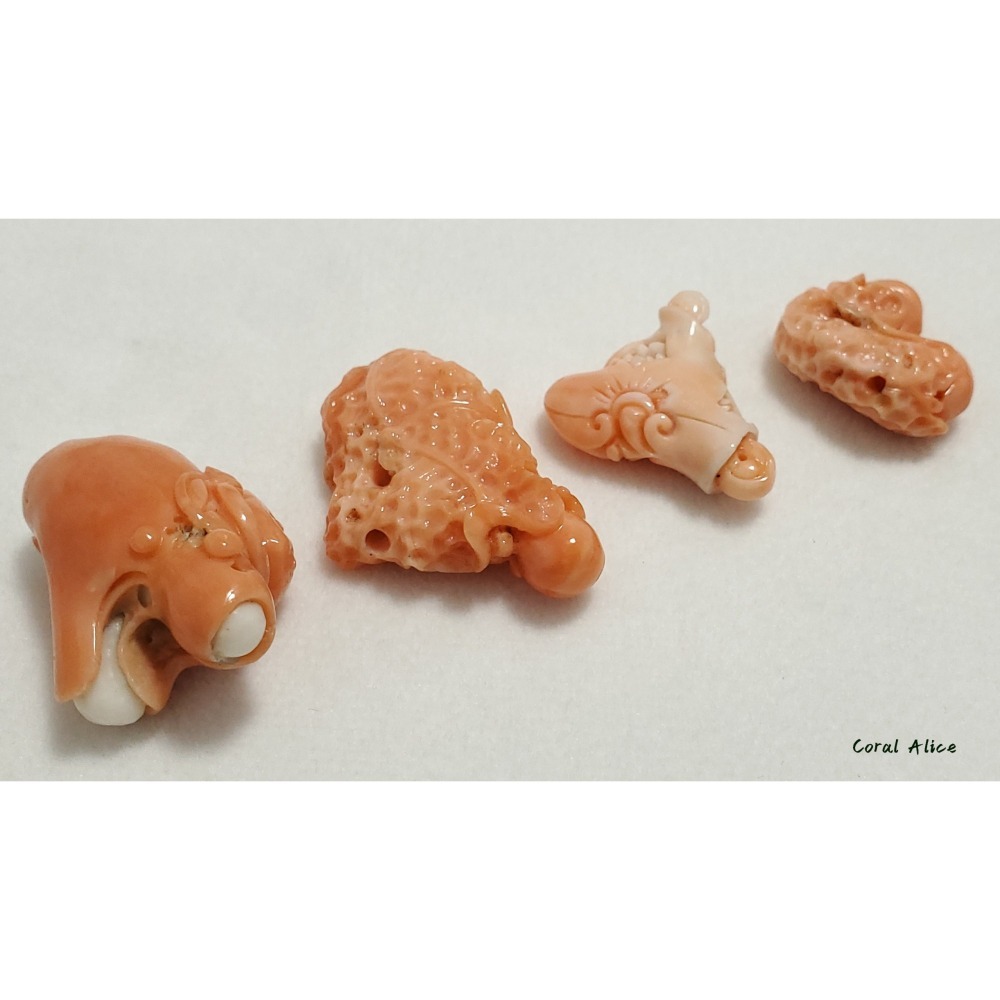 🌟Coral珊寶手作-天然momo珊瑚/深水珊瑚/淺水珊瑚手工雕刻件(吊墜孔) CO2P1-129-細節圖9