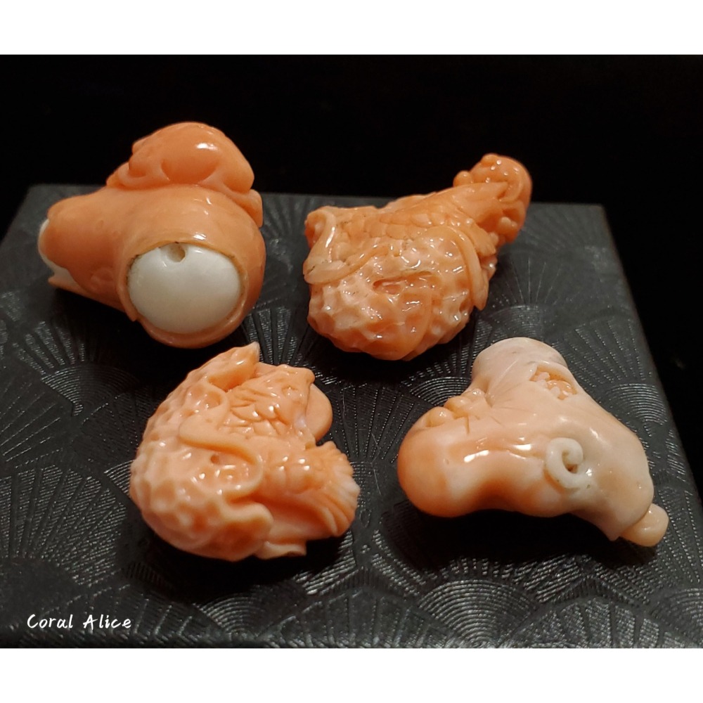 🌟Coral珊寶手作-天然momo珊瑚/深水珊瑚/淺水珊瑚手工雕刻件(吊墜孔) CO2P1-129-細節圖2