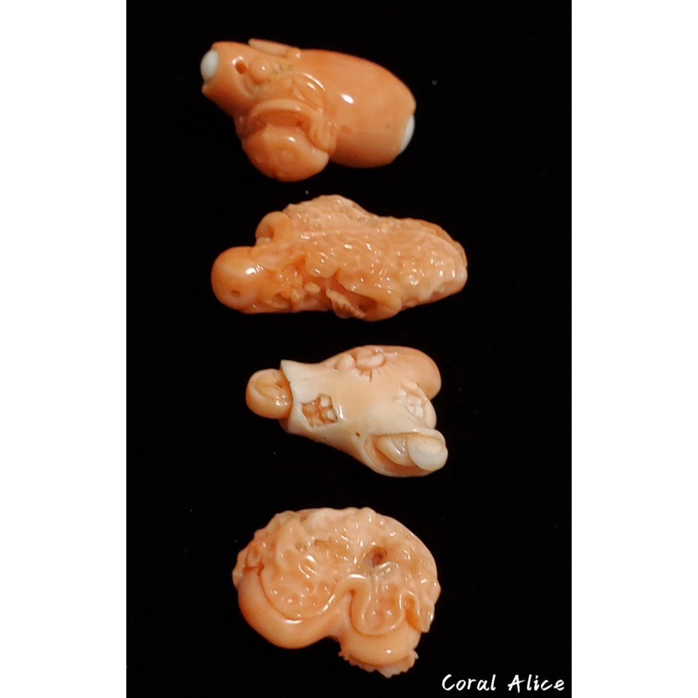 🌟Coral珊寶手作-天然momo珊瑚/深水珊瑚/淺水珊瑚手工雕刻件(吊墜孔) CO2P1-129-細節圖6