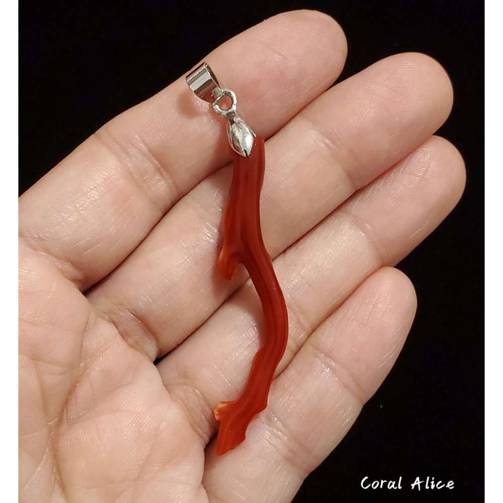 🌟Coral珊寶手作-天然阿卡珊瑚自然枝項墜 48.7mm CO2P1-135-細節圖5