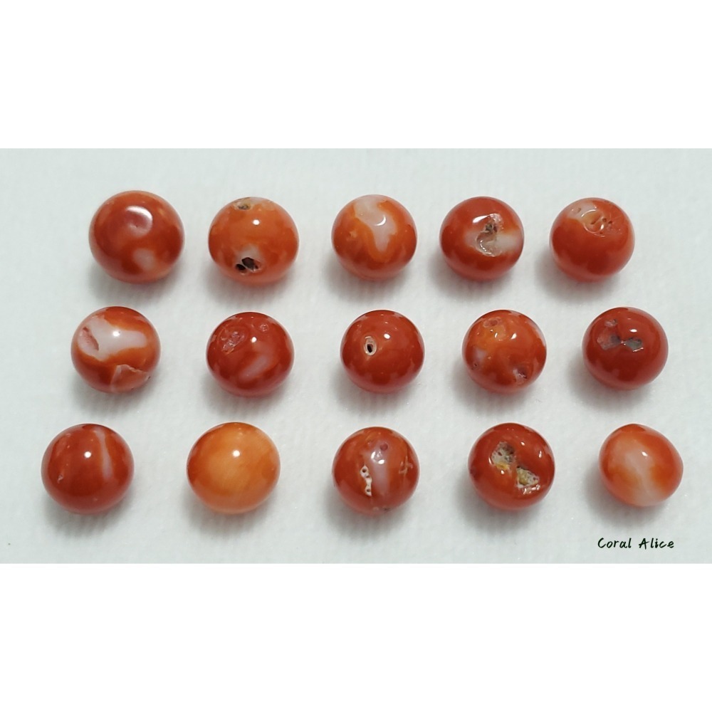 🌟Coral珊寶手作-天然阿卡珊瑚/momo珊瑚圓珠裸石 7.1-9.8mm CO2P1-111-細節圖9