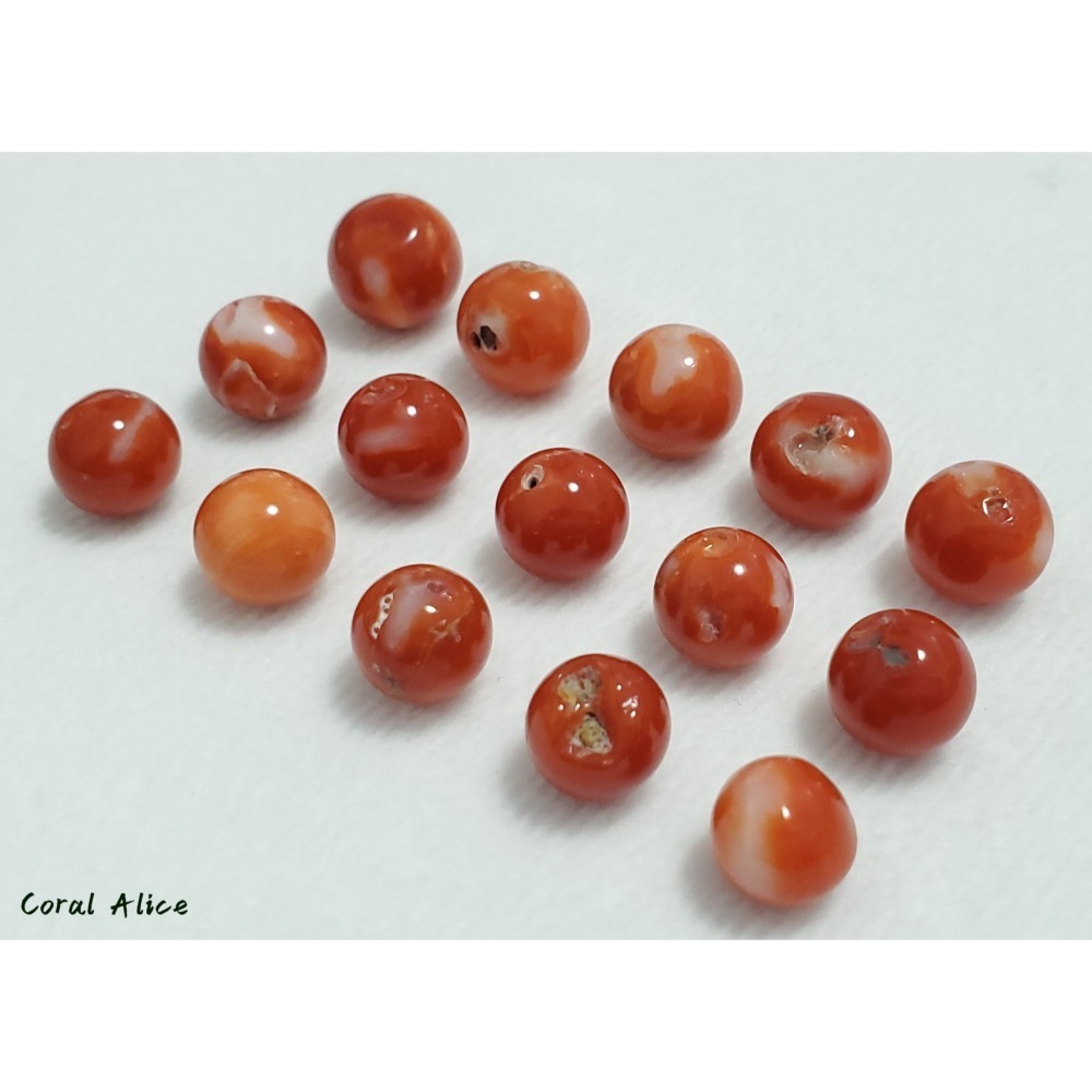 🌟Coral珊寶手作-天然阿卡珊瑚/momo珊瑚圓珠裸石 7.1-9.8mm CO2P1-111-細節圖10