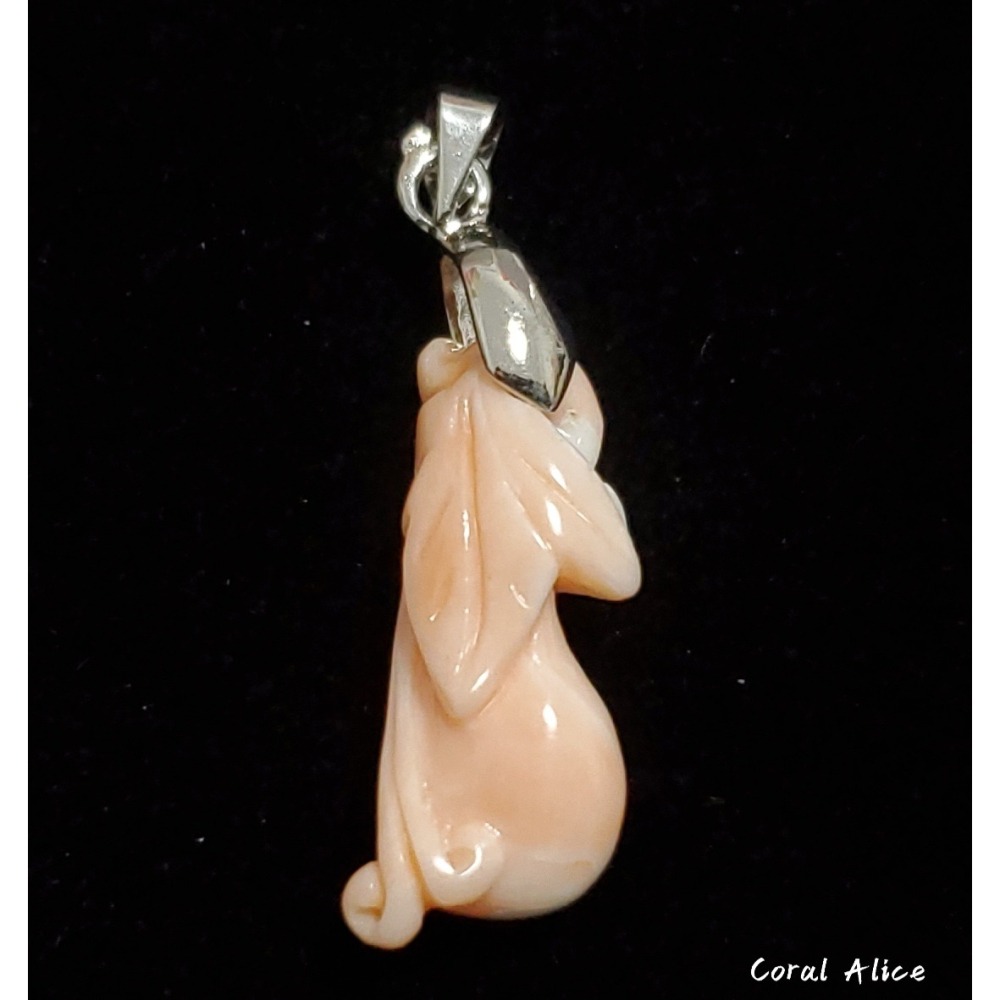 🌟Coral珊寶手作-天然momo珊瑚手工雕刻項墜 23.4mm CO2P1-207-細節圖2