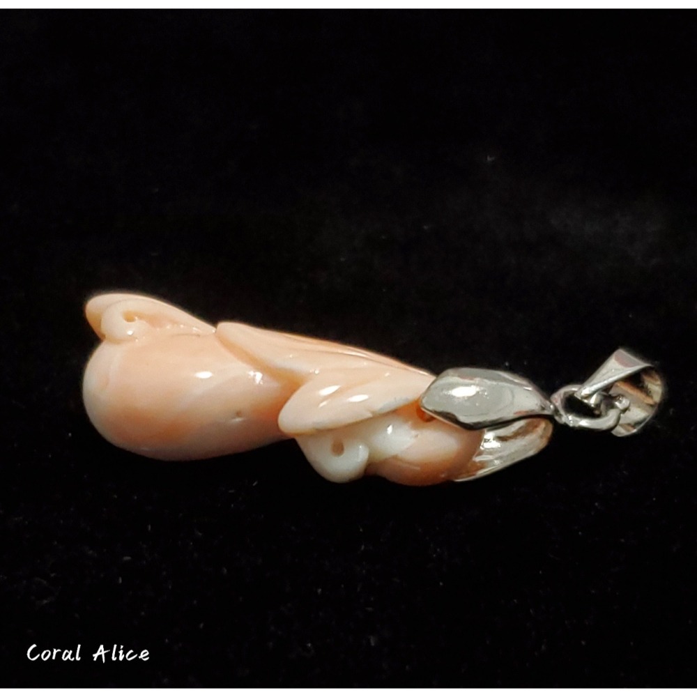 🌟Coral珊寶手作-天然momo珊瑚手工雕刻項墜 23.4mm CO2P1-207-細節圖4