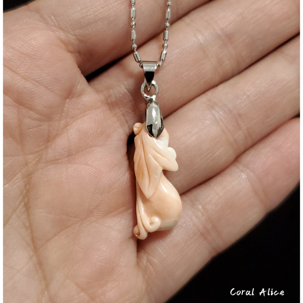 🌟Coral珊寶手作-天然momo珊瑚手工雕刻項墜 23.4mm CO2P1-207-細節圖5