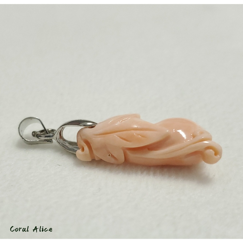 🌟Coral珊寶手作-天然momo珊瑚手工雕刻項墜 23.4mm CO2P1-207-細節圖7