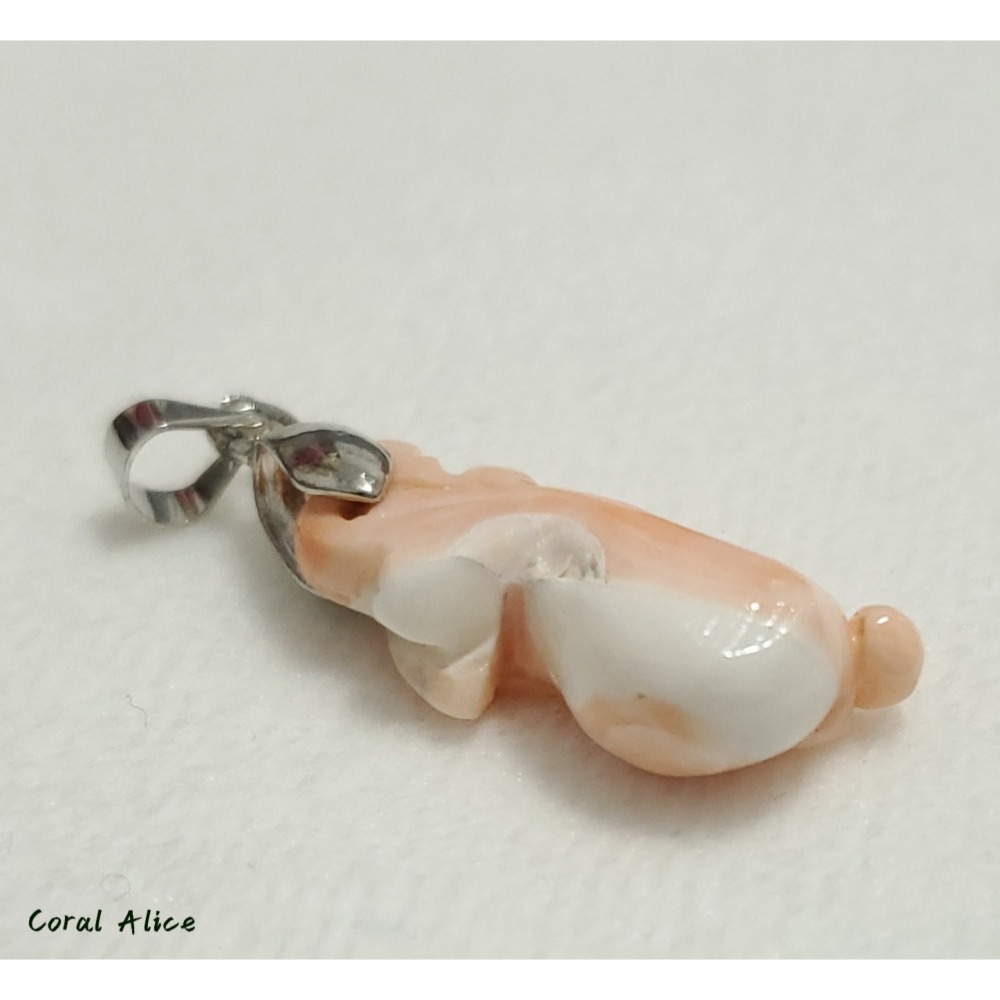 🌟Coral珊寶手作-天然momo珊瑚手工雕刻項墜 23.4mm CO2P1-207-細節圖8