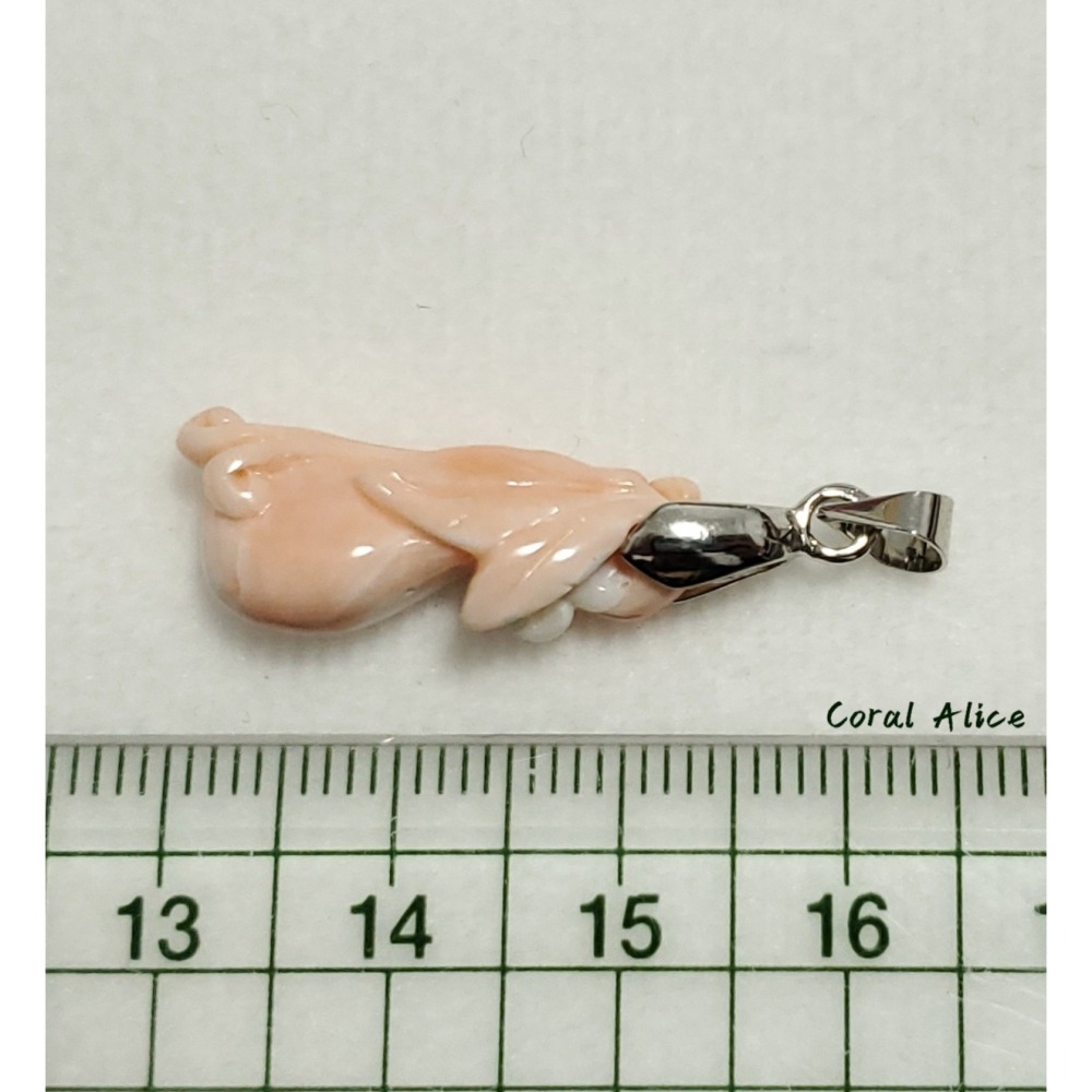 🌟Coral珊寶手作-天然momo珊瑚手工雕刻項墜 23.4mm CO2P1-207-細節圖9