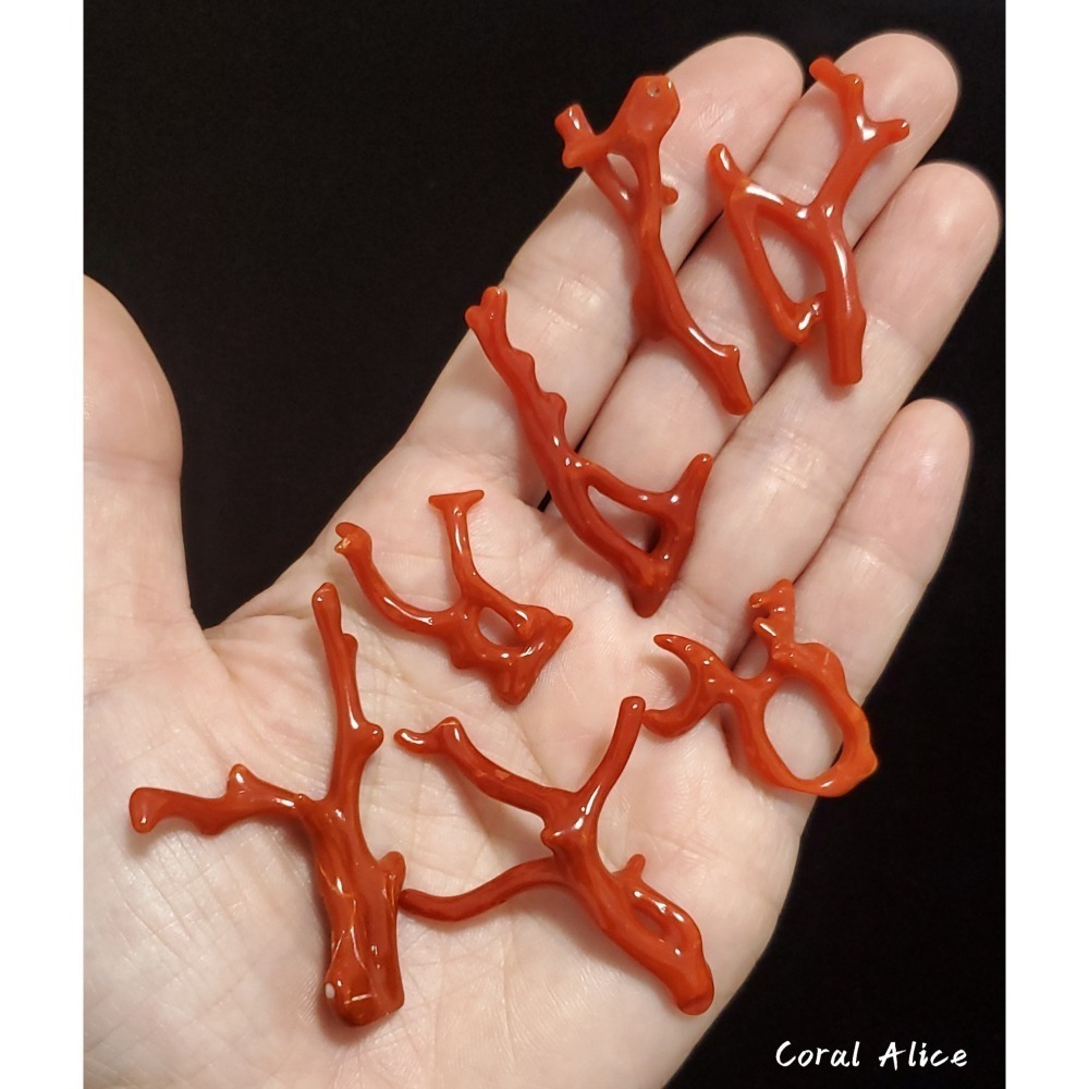 🌟Coral珊寶手作-天然沙丁珊瑚/紅珊瑚自然枝(無孔) 28.6-49.4mm CO2P1-206-細節圖7