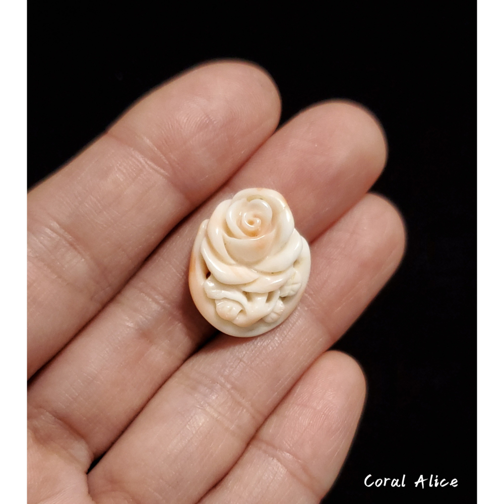 🌟Coral珊寶手作-天然深水珊瑚手工刻花件 21.4*17.8*5.9mm CO2P1-199-細節圖5