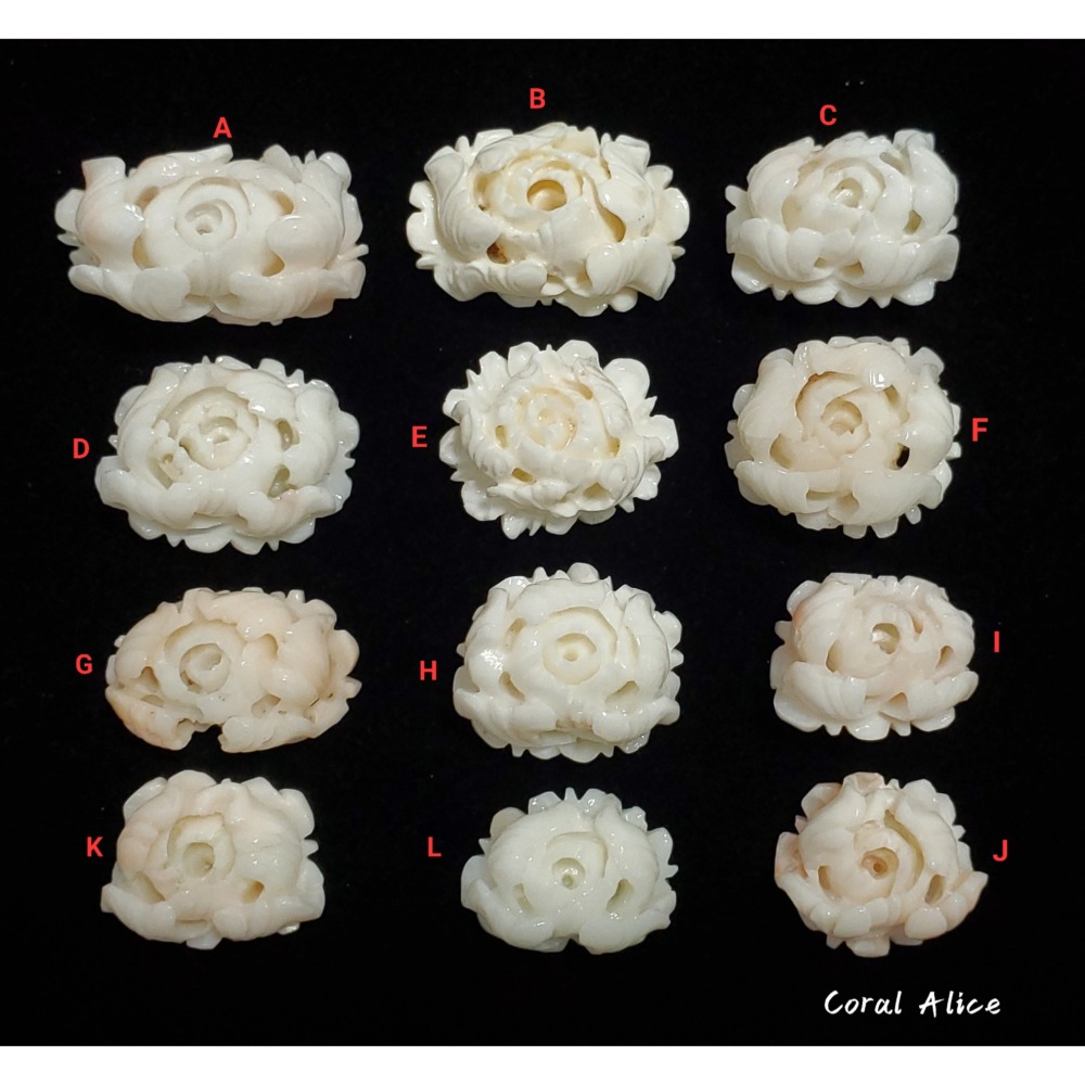 🌟Coral珊寶手作-天然白珊瑚手工刻花(無孔) CO2P1-141-細節圖3