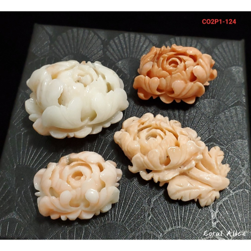 🌟Coral珊寶手作-天然白珊瑚/深水珊瑚手工刻花(無孔) CO2P1-124