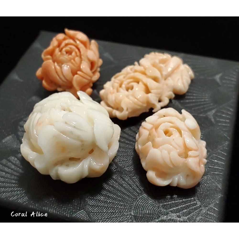 🌟Coral珊寶手作-天然白珊瑚/深水珊瑚手工刻花(無孔) CO2P1-124-細節圖2