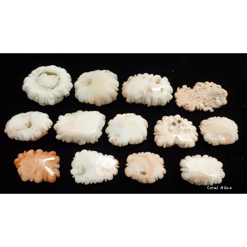 🌟Coral珊寶手作-天然白珊瑚/深水珊瑚手工刻花(無孔) CO2P1-124-細節圖4