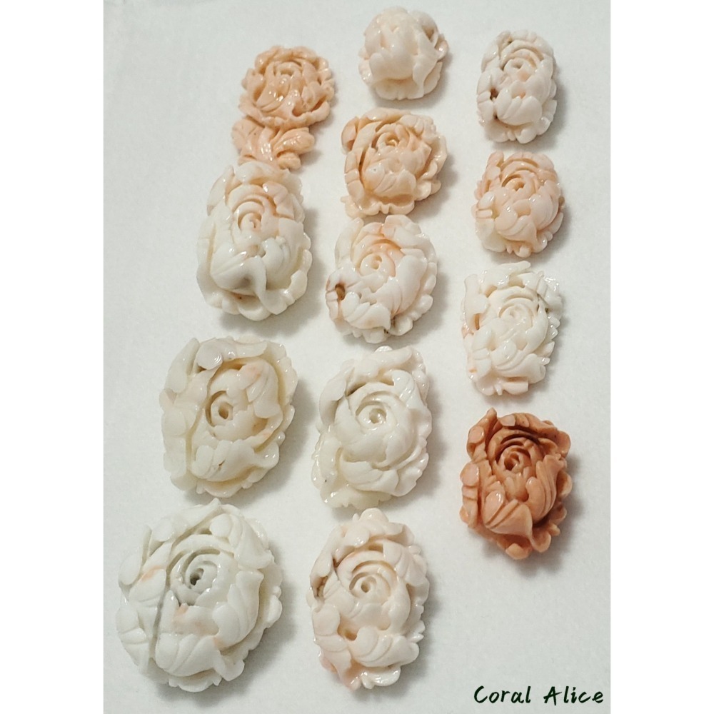 🌟Coral珊寶手作-天然白珊瑚/深水珊瑚手工刻花(無孔) CO2P1-124-細節圖8