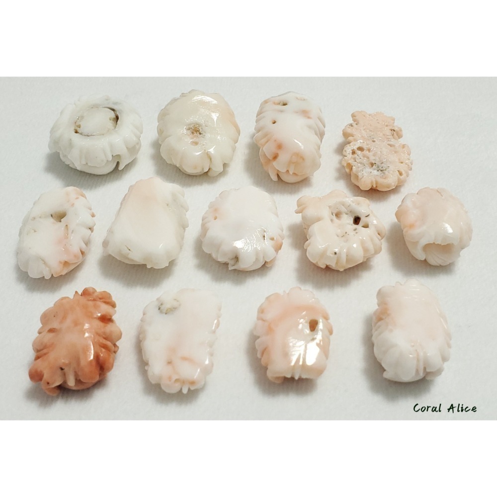🌟Coral珊寶手作-天然白珊瑚/深水珊瑚手工刻花(無孔) CO2P1-124-細節圖9