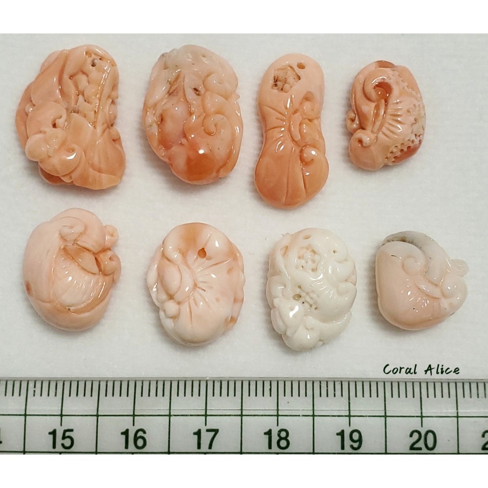 🌟Coral珊寶手作-天然深水珊瑚/淺水珊瑚/白珊瑚手工刻花(吊墜孔) CO2P1-123-細節圖11