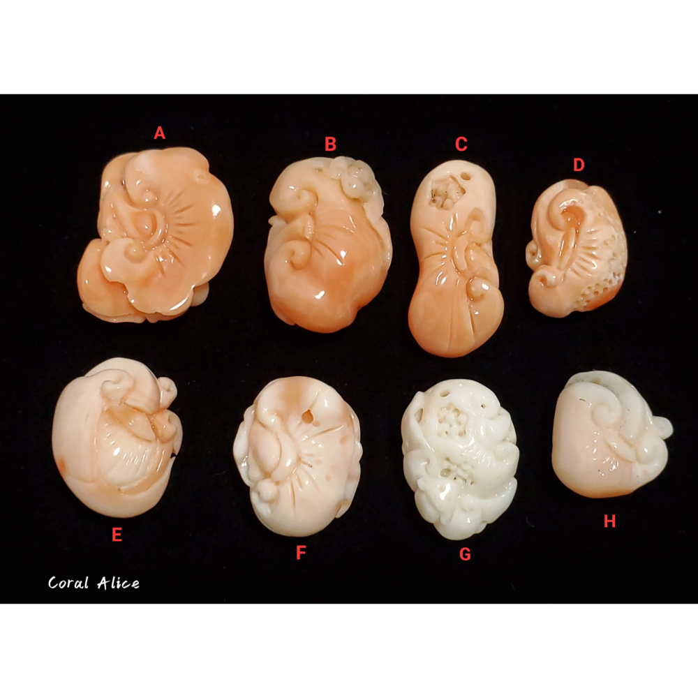 🌟Coral珊寶手作-天然深水珊瑚/淺水珊瑚/白珊瑚手工刻花(吊墜孔) CO2P1-123-細節圖4