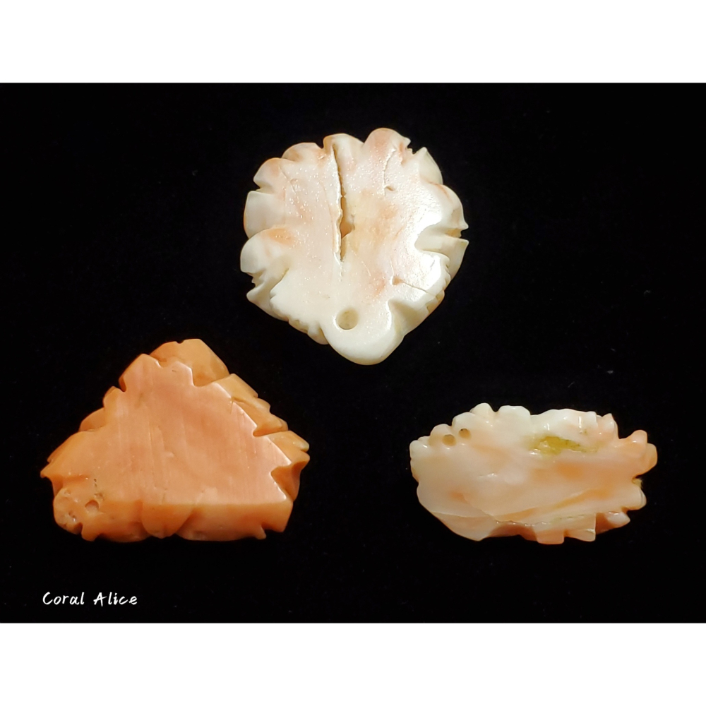 🌟Coral珊寶手作-天然深水珊瑚/momo珊瑚手工刻花 CO2P1-110-細節圖5
