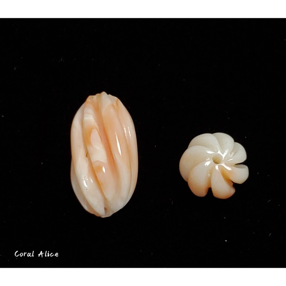 🌟Coral珊寶手作-天然深水珊瑚旋轉珠/南瓜珠(直通孔) CO2P1-100-細節圖3