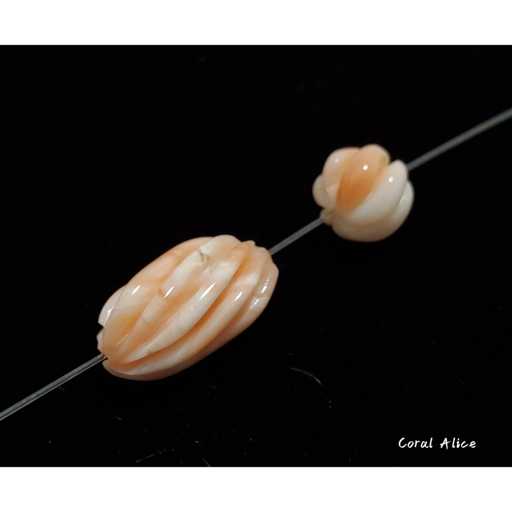 🌟Coral珊寶手作-天然深水珊瑚旋轉珠/南瓜珠(直通孔) CO2P1-100-細節圖5