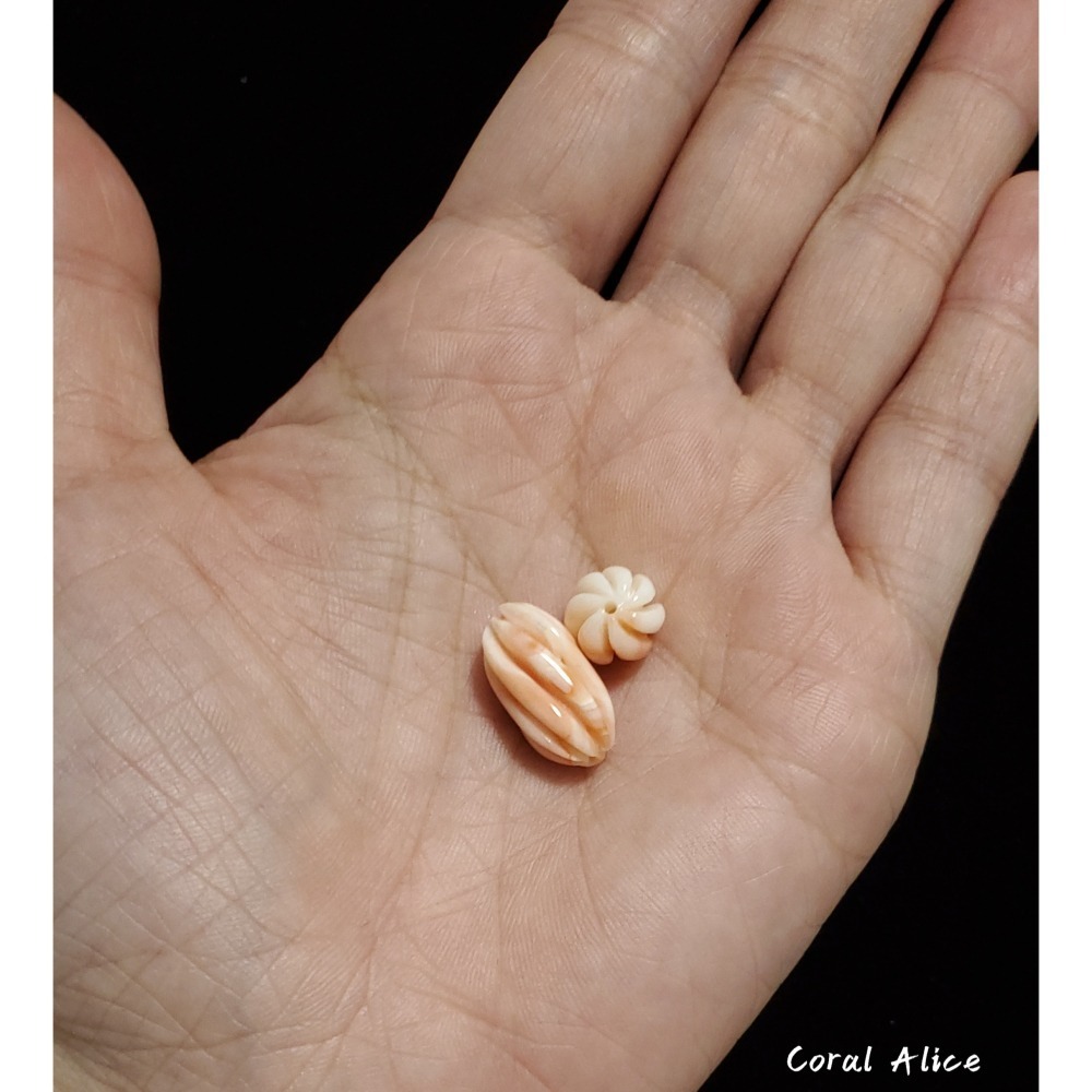 🌟Coral珊寶手作-天然深水珊瑚旋轉珠/南瓜珠(直通孔) CO2P1-100-細節圖6