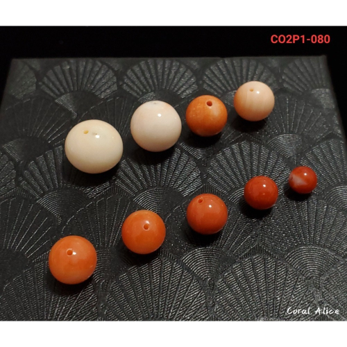 🌟Coral珊寶手作-天然珊瑚圓珠(直通孔) 5.1-11mm CO2P1-080