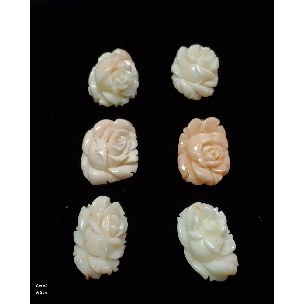 🌟Coral珊寶手作-天然白/粉珊瑚手工雕刻玫瑰花(無孔) 28.0-33mm CO2P1-656-細節圖3